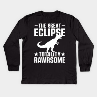 The great eclipse, totally rawrsome Kids Long Sleeve T-Shirt